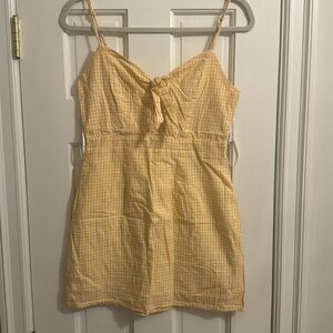 Lulus Butter Yellow Gingham Bow Dress